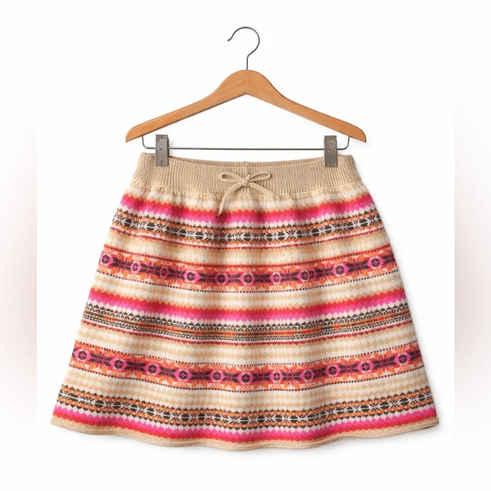 OshKosh B’gosh Girls Fair Isle Knit Sweater Skirt Pink Orange Size 5T Cozy